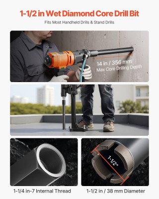 VEVOR Διαμαντένιο Τρυπάνι Υγρής Κοπής - 38mm, 356mm Διάτρηση, Υψηλή... VEVOR Διαμαντένιο Τρυπάνι Υγρής Κοπής - 38mm, 356mm Διάτρηση, Υψηλή...