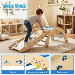 Costway Σύστημα Αναρρίχησης Τριγώνου με Τόξο & Ράμπα & Πτυσσόμενη Σ...