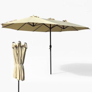 BAKAJI Διπλή Ομπρέλα Κήπου 4.5x2.7 Μέτρα με Μανιβέλα και Μπεζ Κάλυμ... BAKAJI Διπλή Ομπρέλα Κήπου 4.5x2.7 Μέτρα με Μανιβέλα και Μπεζ Κάλυμ...