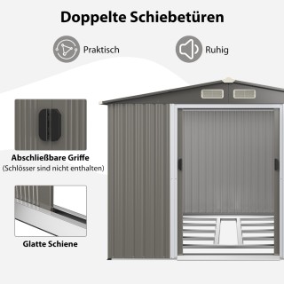 Costway Αποθήκη από Γαλβανισμένο Ατσάλι με Διπλές Πόρτες & Ράμπα 26...