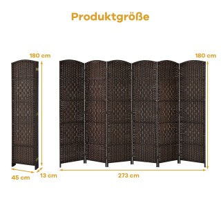 Costway Αναδιπλούμενο Διαχωριστικό Δωματίου 180 x 1,5 x 270,5 cm με...