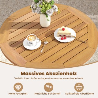 Costway Πτυσσόμενο Στρογγυλό Τραπέζι Κήπου από Ξύλο Ακακίας Ø67 εκ....