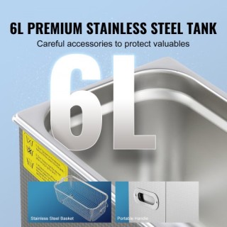 Καθαριστής Υπερήχων VEVOR 6L με Ψηφιακό Χρονοδιακόπτη & Θερμαντήρα ...