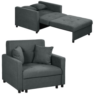 HOMCOM Πολυθρόνα-Κρεβάτι σε Υφασμάτινη Αίσθηση Βελούδου Γκρι, 100x9...