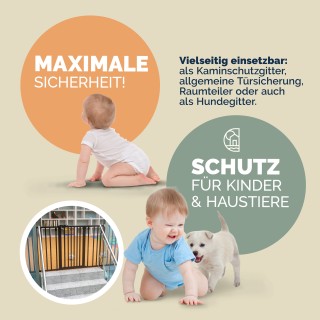 Μεταλλικό Προστατευτικό Τζακιού 306x76.5cm Μαύρο 109714 Casaria