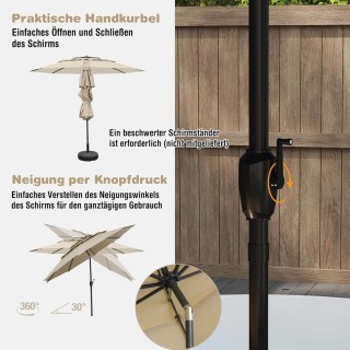 Costway Αντιανεμική Ομπρέλα Κήπου 3 Επιπέδων με Μανιβέλα, Μπεζ NP12... Costway Αντιανεμική Ομπρέλα Κήπου 3 Επιπέδων με Μανιβέλα, Μπεζ NP12...