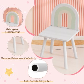 Costway Σετ Καλλωπισμού και Καρέκλας για Παιδιά με Καθρέφτη σε Σχήμ...