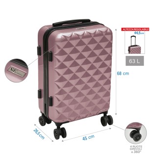 Galileo Σετ 2 βαλίτσες ροζ χρυσό με 4 περιστρεφόμενες ρόδες 360, κλ...