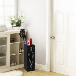 BAKAJI  Τετράγωνη Σχέδιο Σιδερένια Ομπρελοθήκη Μαύρη με Δοχείο Συλλ...