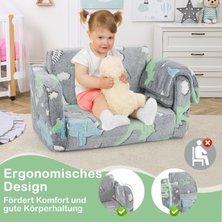 Costway Παιδικός Καναπές-Κρεβάτι με Κουβέρτα, Φωσφορίζων Flanell Υλ...