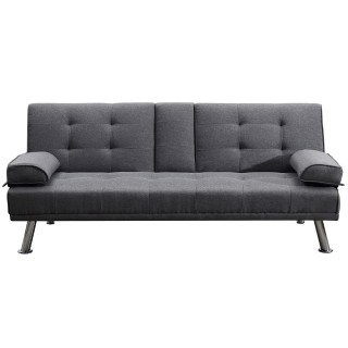 BAKAJI Διθέσιος Καναπές-Κρεβάτι 2σε1 σε Γκρι Ύφασμα 180 x 84 x77 cm...