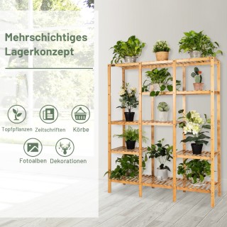 Costway Πολυεπίπεδη Βάση Φυτών από Μπαμπού 5 Επιπέδων για Εσωτερική...