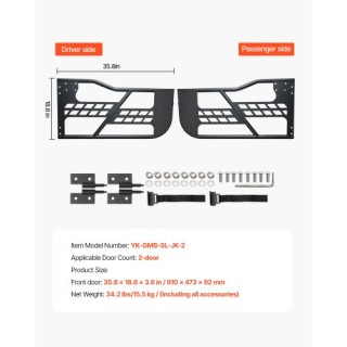 VEVOR Πόρτες Σωληνωτές 2-Θυρών για Jeep Wrangler JK 2007-2018 JPCGM...