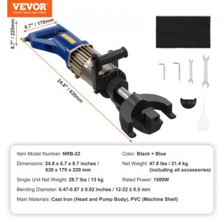 VEVOR 1500W Ηλεκτρική Υδραυλική Μηχανή Κάμψης Οπλισμού έως 22mm ST... VEVOR 1500W Ηλεκτρική Υδραυλική Μηχανή Κάμψης Οπλισμού έως 22mm ST...