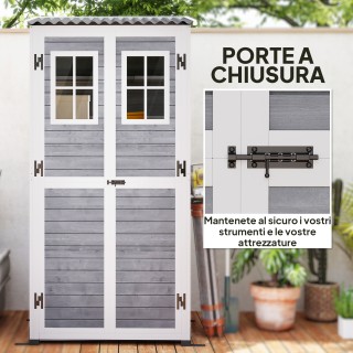 Outsunny Ξύλινη Κήπου με Ρυθμιζόμενα Ράφια, Δύο Πόρτες με Κλείδωμα ...