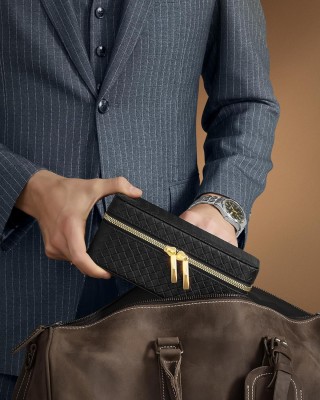 Φορητή Θήκη Ρολογιών με Φερμουάρ 3 Θέσεων 10 x 20 x 9 cm Μαύρο JWB... Φορητή Θήκη Ρολογιών με Φερμουάρ 3 Θέσεων 10 x 20 x 9 cm Μαύρο JWB...