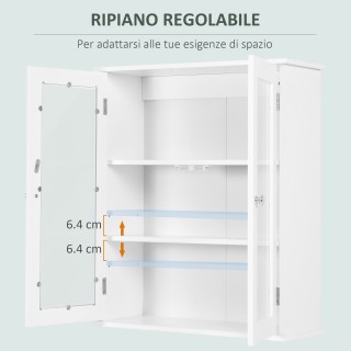 Kleankin  Κρεμαστό Ντουλάπι Μπάνιου με 2 Πόρτες από Ξύλο και Γυαλί ...