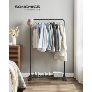 SONGMICS Κινητή Ράγα Ρούχων με Μεταλλικό Ράφι και Ρόδες 90.5x40.5x1...
