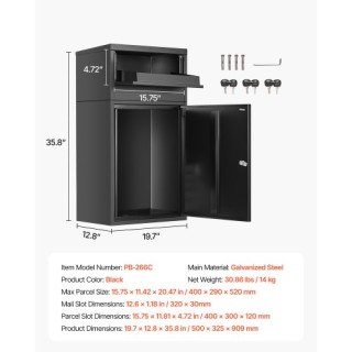 VEVOR Κουτί Παράδοσης Δεμάτων 35.8 in με Κλειδαριά Εξωτερικού Χώρου...