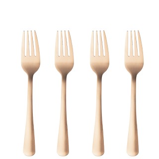 Galileo Σετ 4 Χρυσά Σατινέ Επιδόρπια Πιρουνάκια από Ανοξείδωτο Ατσά...