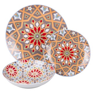 Villa dEste Home Σετ Πιάτων 18 Τεμαχίων από Πορσελάνη με 3 Διαφορετ...