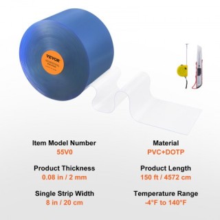 Διαφανής Πόρτα PVC VEVOR 150 x 8 για Ψυγεία/Καταψύκτες  JPVC150X81P...