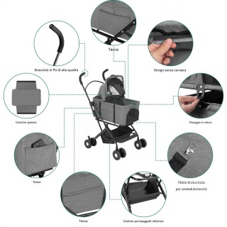 BAKAJI Καροτσάκι για Σκύλους και Γάτες με Αποσπώμενη Μεταφορά για Κ... BAKAJI Καροτσάκι για Σκύλους και Γάτες με Αποσπώμενη Μεταφορά για Κ...