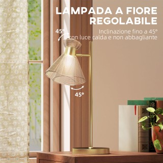 HOMCOM Μοντέρνο Επιτραπέζιο Φωτιστικό με Ρυθμιζόμενο Γυάλινο Καπέλο...