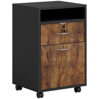 HOMCOM Κινητή Μονάδα Γραφείου με Ανοιχτό Ράφι, Συρτάρι με Κλειδαριά...