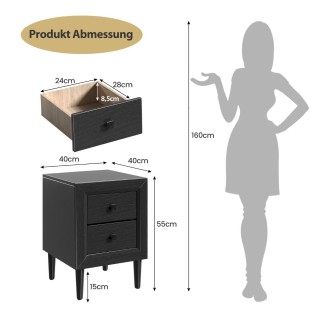 Costway Σετ 2 τεμαχίων κομοδίνα ξύλινο βοηθητικό τραπέζι με 2 συρτά... Costway Σετ 2 τεμαχίων κομοδίνα ξύλινο βοηθητικό τραπέζι με 2 συρτά...