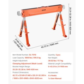 VEVOR Ρυθμιζόμενος Πάγκος Εργασίας 2 Τεμαχίων Υψηλής Αντοχής 1800 l... VEVOR Ρυθμιζόμενος Πάγκος Εργασίας 2 Τεμαχίων Υψηλής Αντοχής 1800 l...