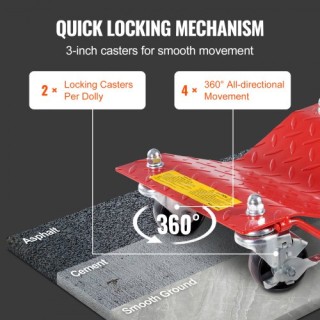 VEVOR  Σετ 4 Βαρέων Καθηκόντων Τροχοί Μετακίνησης Οχημάτων 8000 lbs...