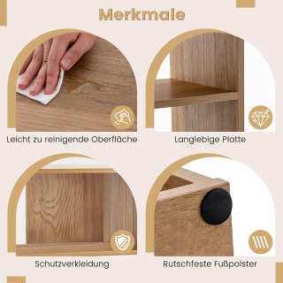 Costway Κυρτό Ξύλινο Βιβλιοθήκη με Ασφάλεια Ανατροπής - 3 Επιπέδων ...