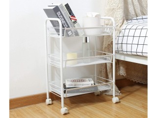 Μεταλλική Ραφιέρα Μπάνιου και Κουζίνας με Ρόδες 3 Επιπέδων Λευκό 59... Μεταλλική Ραφιέρα Μπάνιου και Κουζίνας με Ρόδες 3 Επιπέδων Λευκό 59...