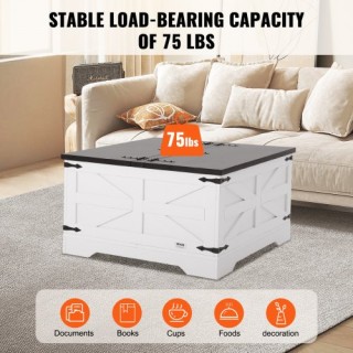 VEVOR  Τραπέζι Καφέ Αγροικίας 31,5 με Αποθηκευτικό Χώρο Γκρι & Λευκ...