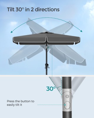 SONGMICS Ορθογώνια Ομπρέλα Περβόλου UPF 50+ με Διπλή Κλίση,, Γκρι, ...