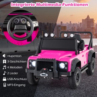 Costway Ροζ Land Rover Defender Ηλεκτρικό Αυτοκίνητο για Παιδιά με ...