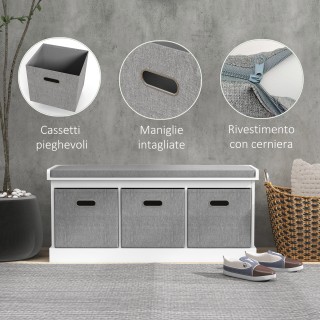 HOMCOM Ξύλινος πάγκος παπουτσοθήκης με 3 συρτάρια και κάθισμα από ύ... HOMCOM Ξύλινος πάγκος παπουτσοθήκης με 3 συρτάρια και κάθισμα από ύ...