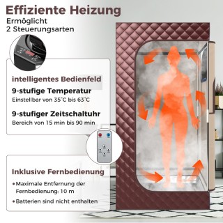 Costway Οικιακή Σάουνα Ατμού με Γεννήτρια Ατμού 3 Λίτρων 91 x 91 x ...