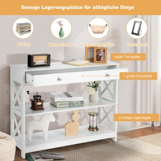 Costway Κονσόλα με 3 Επίπεδα Αποθήκευσης, 1 Συρτάρι και 2 Ράφια, 10...