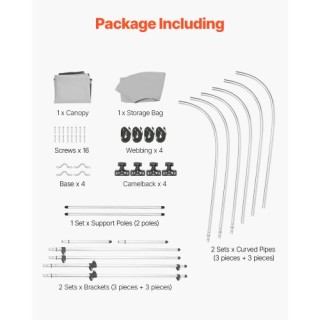 VEVOR Τρίκλινη Σκηνή Σκίασης Σκάφους 72 x 79-84 x 46 Ανοιχτό Γκρι 3...