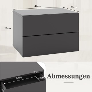 Επιτοίχιο Κομοδίνο με 2 Συρτάρια 42 x 30 x 28cm Γκρι Σκούρο HU10886... Επιτοίχιο Κομοδίνο με 2 Συρτάρια 42 x 30 x 28cm Γκρι Σκούρο HU10886...