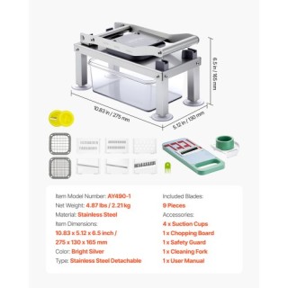 VEVOR Πολυκόπτης Λαχανικών με 9 Λεπίδες JSSWQSJQDQSQMTONT002V0 VEVOR Πολυκόπτης Λαχανικών με 9 Λεπίδες JSSWQSJQDQSQMTONT002V0