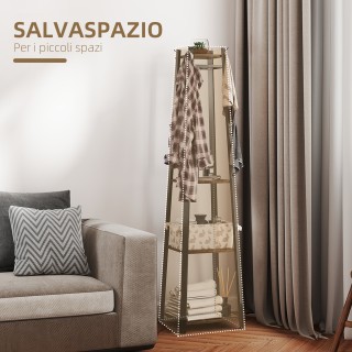 HOMCOM Καλόγερος με 8 Γάντζους, 3 Ράφια, 34x34x170 εκ, Καφέ 850-343...