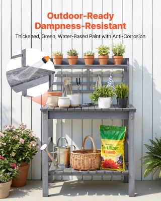 VEVOR Ρυθμιζόμενος Ξύλινος Πάγκος Φύτευσης με Νιπτήρα και Αποθηκευτ... VEVOR Ρυθμιζόμενος Ξύλινος Πάγκος Φύτευσης με Νιπτήρα και Αποθηκευτ...