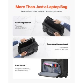 VEVOR Τσάντα Laptop με Ρόδες 15.6 Μαύρη LGSTDNB156INBPC3WV0