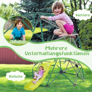 Costway  Πράσινος & Γκρι Κουπούλα Αναρρίχησης με Τσουλήθρα και Υφασ...