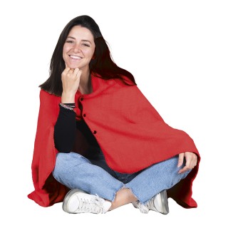 Galileo Πόντσο μονής μεγέθους από κοραλλένιο fleece με κουμπιά 85x1...