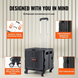 Πτυσσόμενο Καρότσι VEVOR, 50kg, Μαύρο  BXSGWCZCZLDW44U3WV0