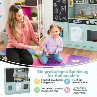 Costway Παιδική Κουζίνα Παιχνιδιού με Πίνακα 82 x 24 x 80 cm Πράσιν...